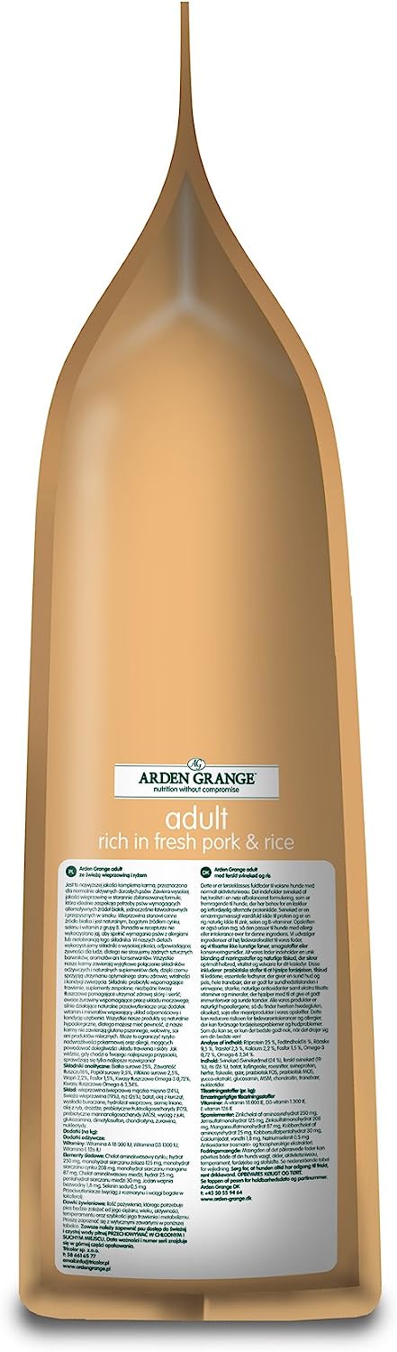 Arden Grange Adult Dry Dog Food Rich in Pork and Rice, 12 kg