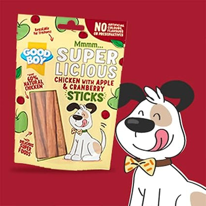 Good Boy Chicken with Apple & Cranberry Sticks - (100g x 12)