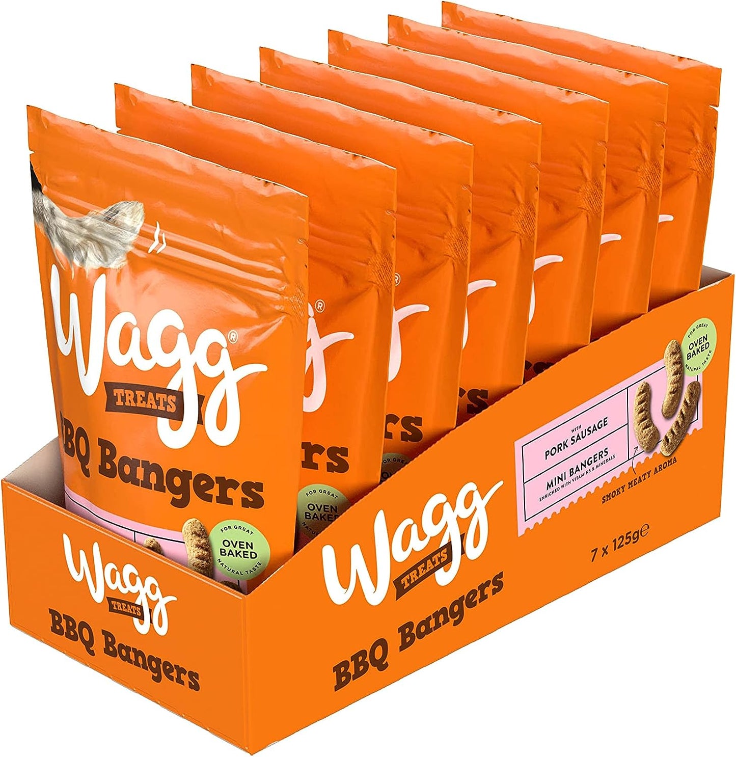 Wagg BBQ Bangers Dog Treats 125g, pack of 7