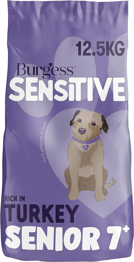 Burgess Sensitive Dry Senior Dog Food 7+ Rich in Turkey,12, 2kg