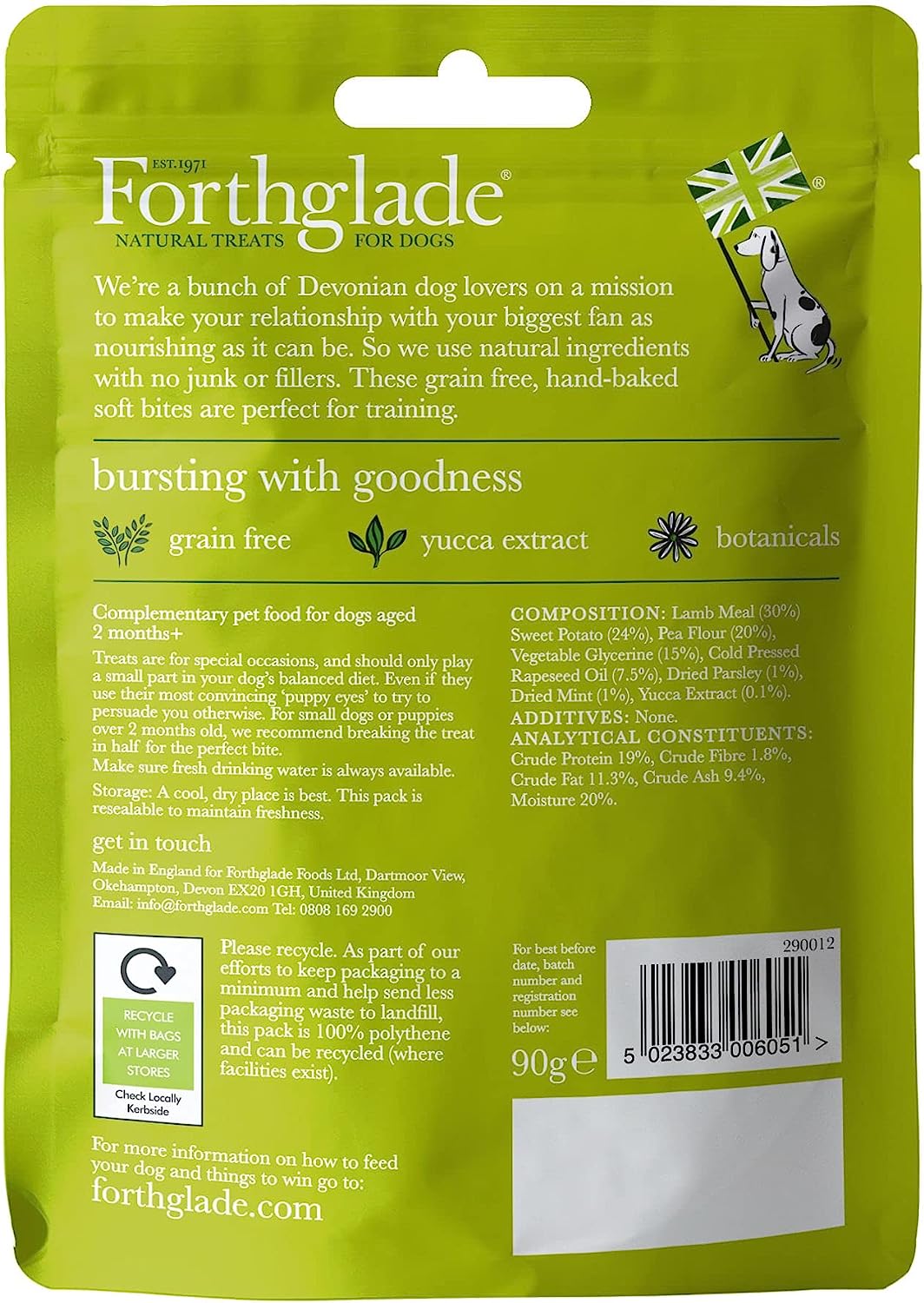 Forthglade Natural Dog Treats - Grain Free Soft Bites Lamb Treats (8 x 90g)