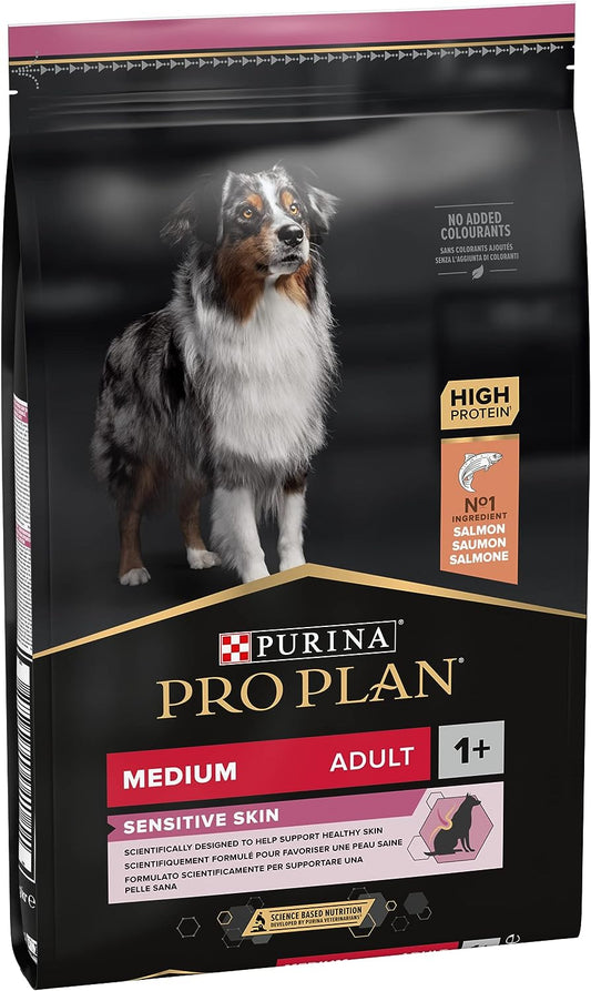 Purina Pro Plan Medium Adult Sensitive Skin Dog Food with Optiderma, Rich in Salmon, 7 kg, Dry Food for Medium Adult Dogs