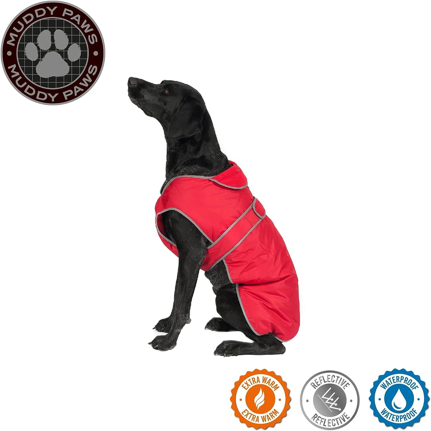 Ancol Muddy Paws All Weather Stormguard Coat, Poppy Red, Size Large 50cm