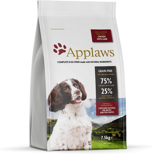 Applaws Complete and Grain Free Dry Dog Food for Medium and Small Dogs, Chicken with Lamb, 7.5 kg (Pack of 1)