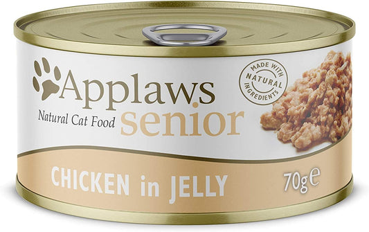 Applaws Natural and Complete Wet Cat Food for Senior Cats, Chicken in Jelly 70 g Tin (Pack of 24)