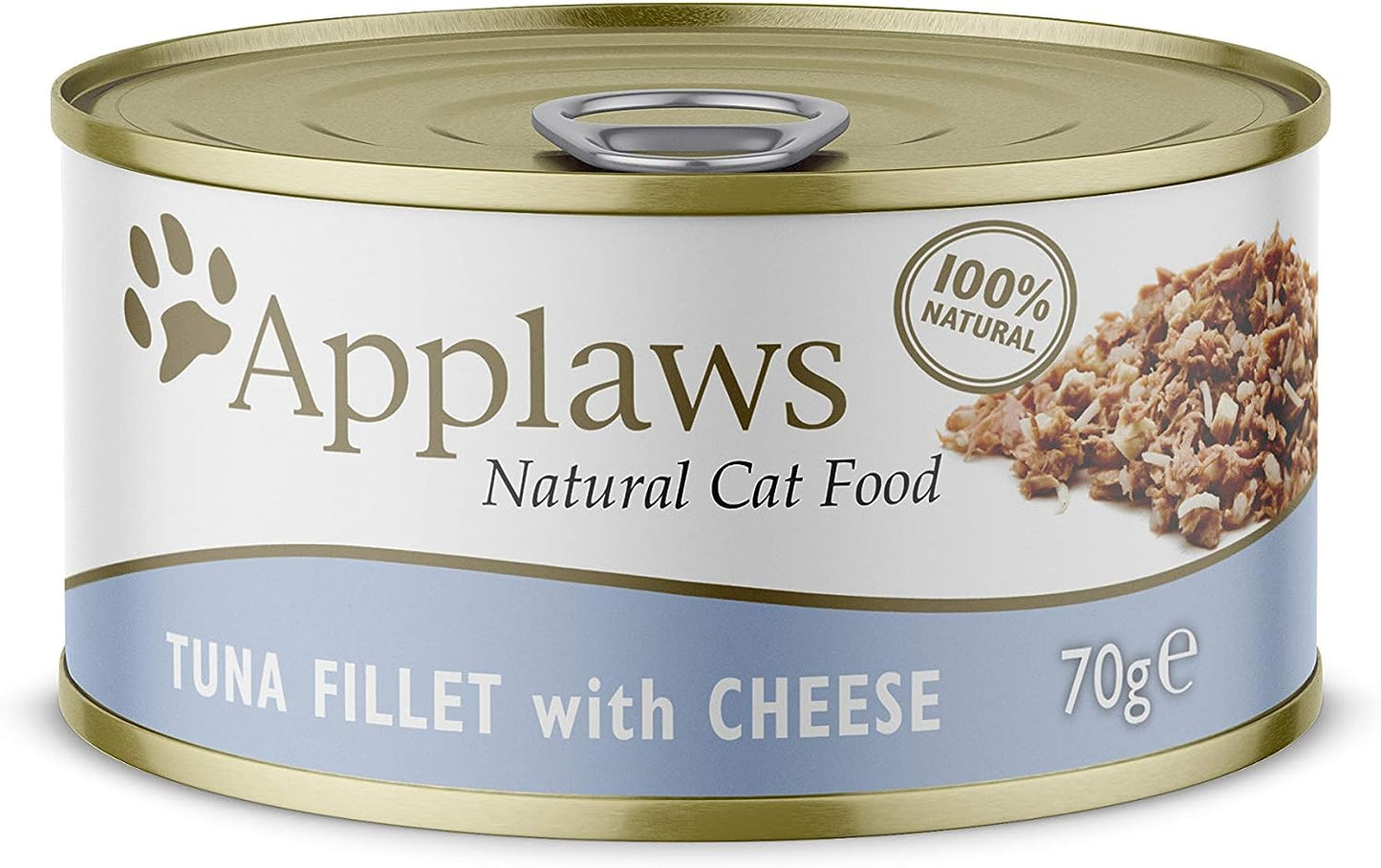 Applaws Natural Wet Cat Food: Tuna Fillet with Cheese in 70g Tin (Pack of 24)