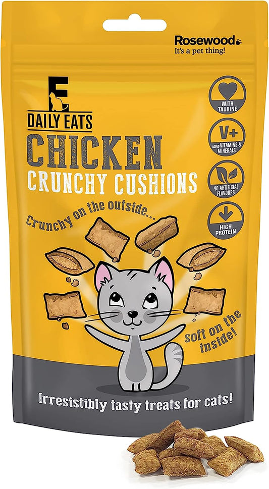 Rosewood Daily Eats Chicken Crunchy Cushions, Cat Treats, 12 x 60g Packs