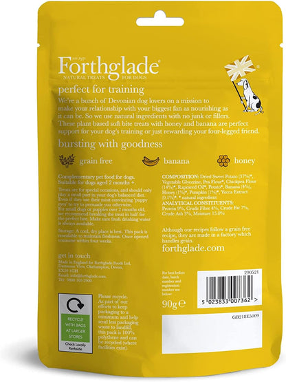 Forthglade Natural Dog Treats - Banana and Honey Plant Based & Grain Free Soft Bites (8 x 90g)  - for Dogs aged 2 Months+