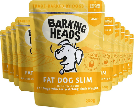 Barking Heads Low-Calorie Wet Dog Food - Fat Dog Slim (10x300g) - 85% Natural Free-Run Chicken with No Artificial Flavours - Grain-Free Recipe with Reduced Fat