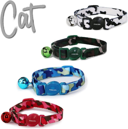 Ancol Camouflage Cat Collar with safety buckle Blue 20-30cm