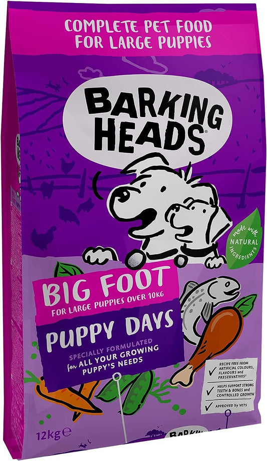 Barking Heads Dry Dog Food for Large Breed Puppies - Puppy Days - 100% Natural Chicken and Salmon, No Artificial Flavours