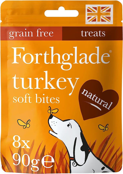 Forthglade Natural Dog Treats - Grain Free Soft Bites Turkey Treats (8 x 90g)
