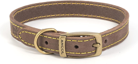 Ancol Timberwolf Leather Collar Sable For Dogs