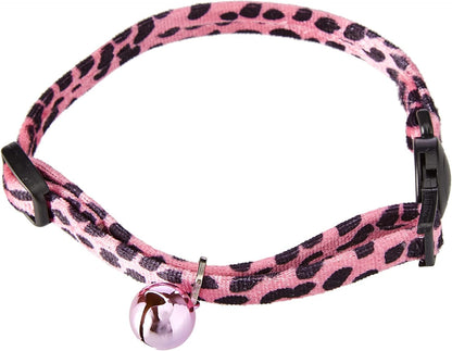 Ancol Acticat Velvet Leopard Print Cat Collar, Pink 20-30cm