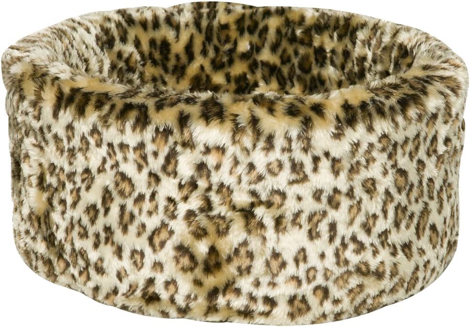 Danish Design Luxury Leopard Print Removable Cushion Round Cat/Kitten Bed Small