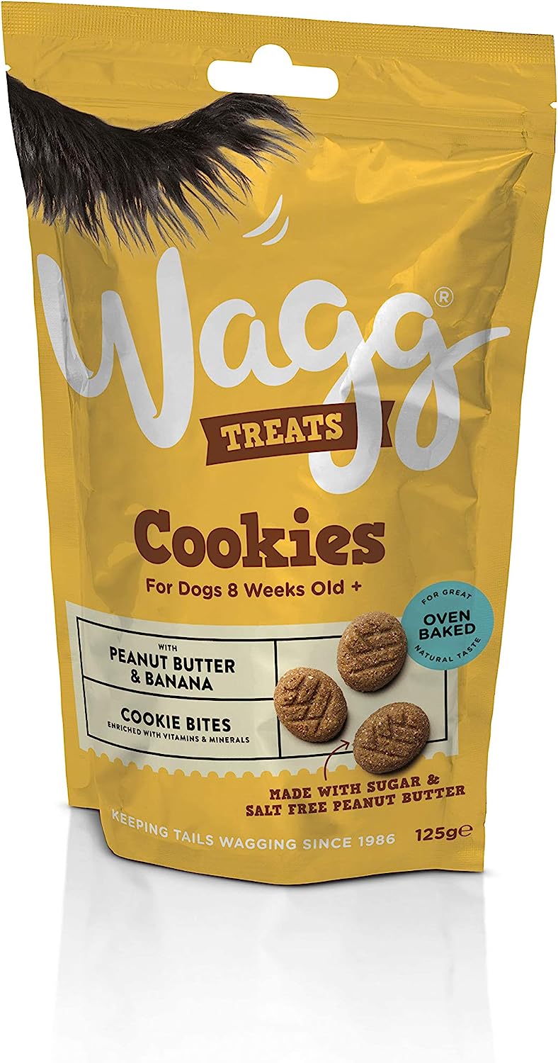 Wagg Peanut Butter Banana Cookie Dog Treats 125g, pack of 7