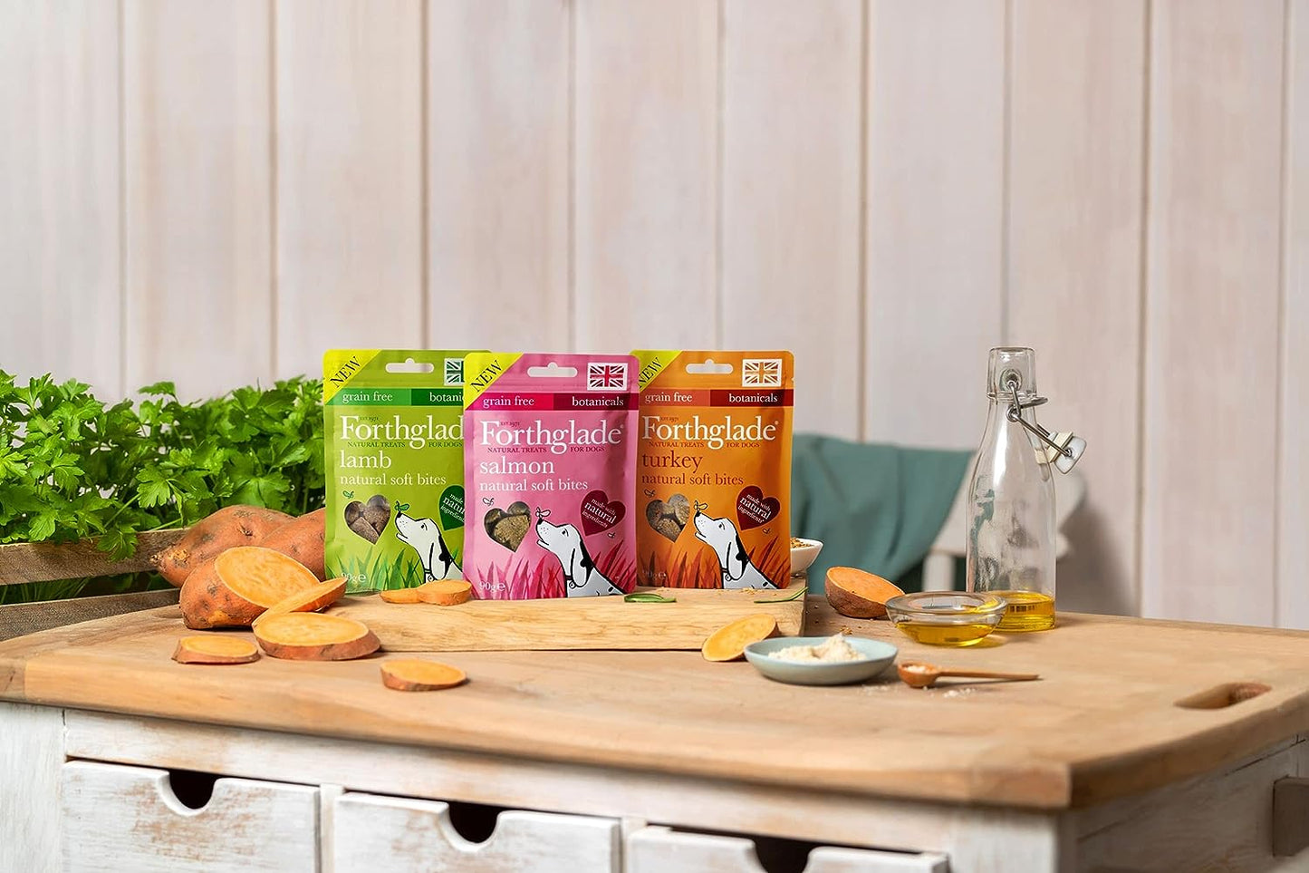 Forthglade Natural Dog Treats - Grain Free Soft Bites Salmon Treats (8 x 90g)