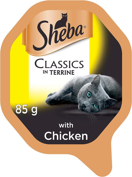 Sheba Classics, Wet Cat Food Trays, with Chicken in Terrine, 22 x 85 g