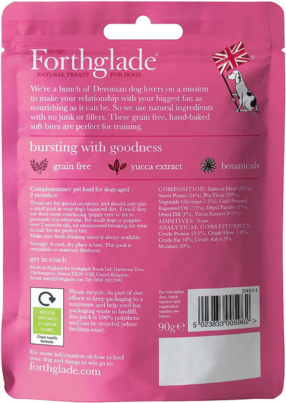 Forthglade Natural Dog Treats - Grain Free Soft Bites Salmon Treats (8 x 90g)