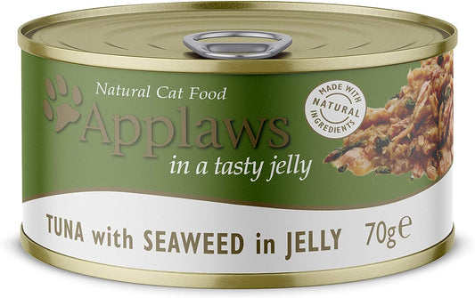 Applaws 100% Natural Wet Cat Food, Tuna Fillet with Seaweed in Broth (Pack of 24 x 70g Tins)