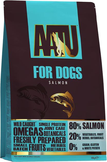 AATU 80/20 Dry Dog Food - Salmon 10kg - High Protein Grain Free Recipe with No Artificial Ingredients