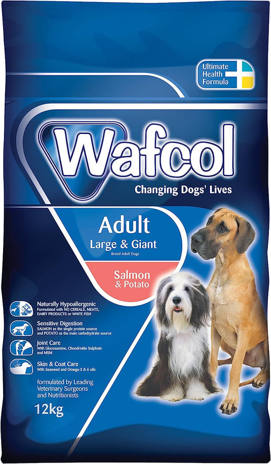 Wafcol Adult Sensitive Dog Food - Salmon & Potato - Grain Free Dog Food for Large and Giant Breeds - 12 kg Pack