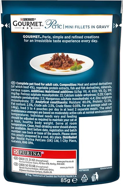 Gourmet Perle Beef Mini Fillets In Gravy Wet Cat Food ( 85g x 26 )