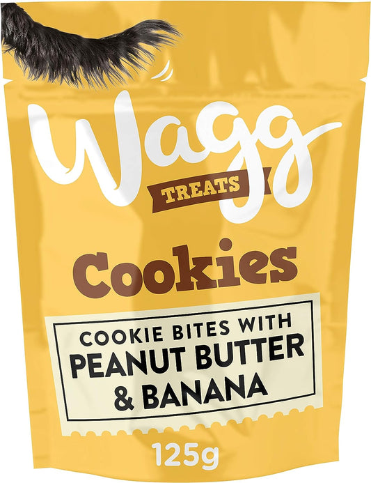 Wagg Peanut Butter Banana Cookie Dog Treats 125g, pack of 7