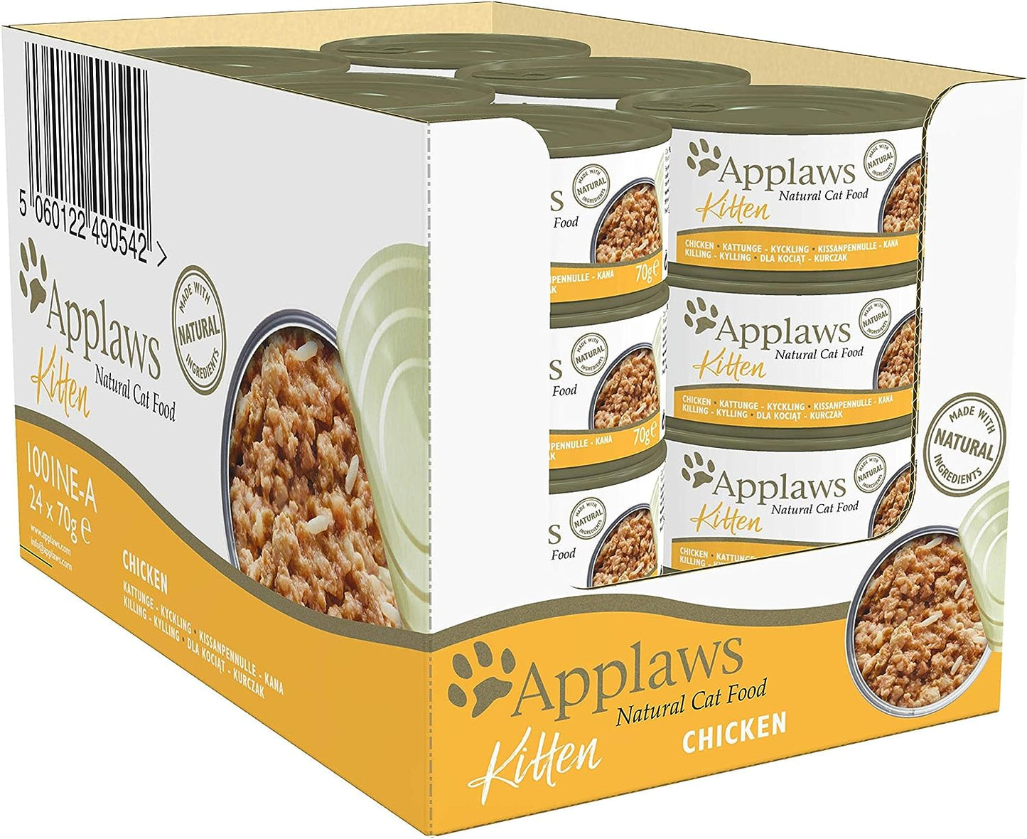 Applaws Natural Wet Kitten Food, Chicken Breast Cat Food Tin in Jelly 70g (Pack of 24 Tins)