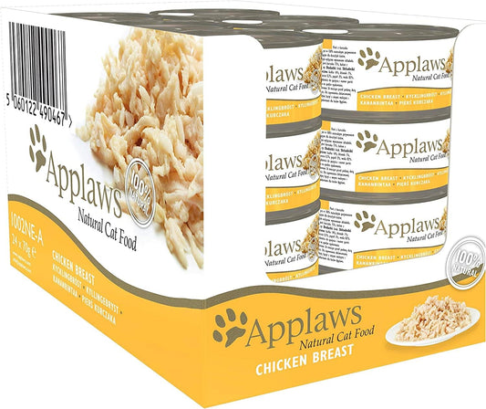 Applaws 100% Natural Wet Cat Food, Chicken Breast in Broth 70 g Tin, 24 x 70 g Tins