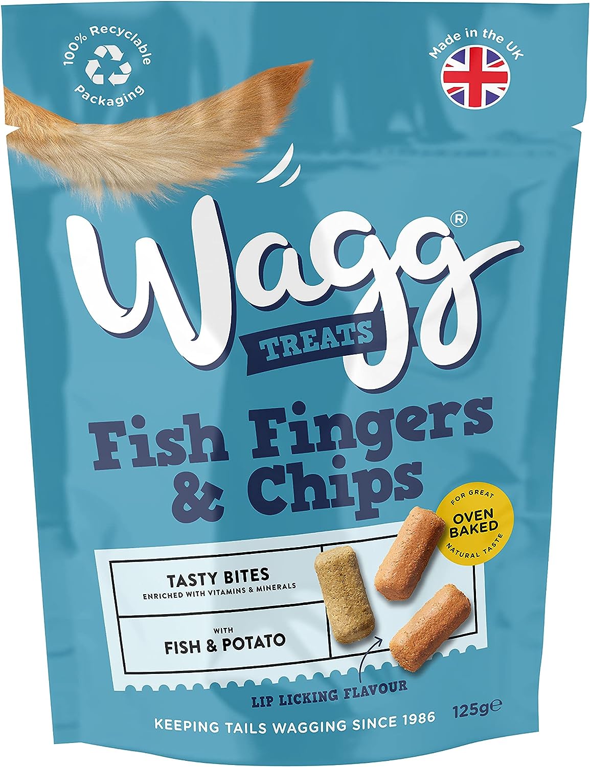 Wagg Dog Treats Fish Fingers & Chips Dog Treats 125g, pack of 7