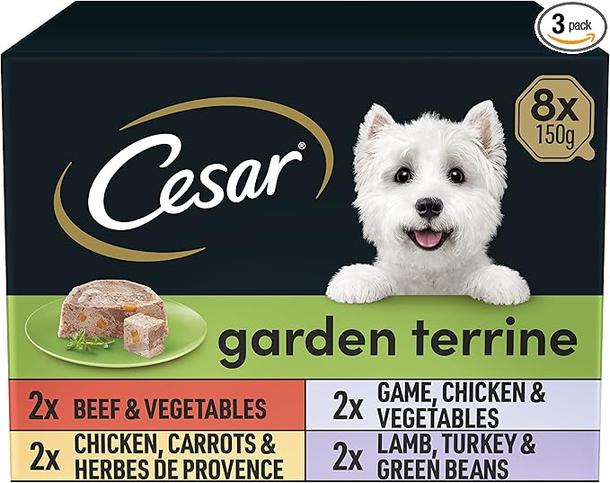 Cesar Garden Terrine Mixed Selection in Loaf 8 Pack , Dog wet food, 150g