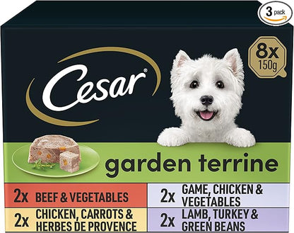 Cesar Garden Terrine Mixed Selection in Loaf 8 Pack , Dog wet food, 150g