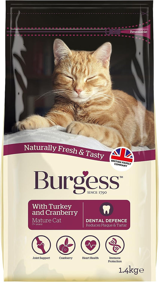 Burgess Mature Cat Food Turkey and Cranberry 1.4 kg