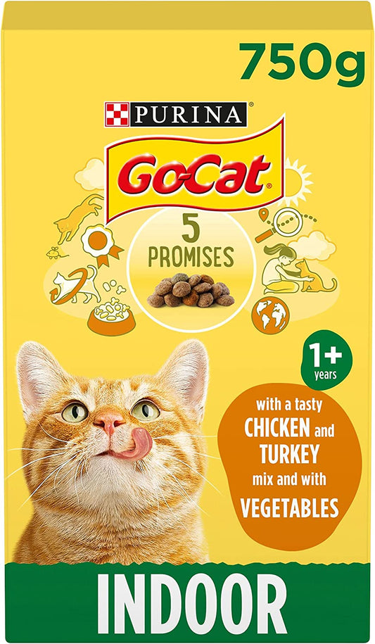 Go-Cat Indoor Chicken & Veg Dry Cat Food, 750 g Yellow