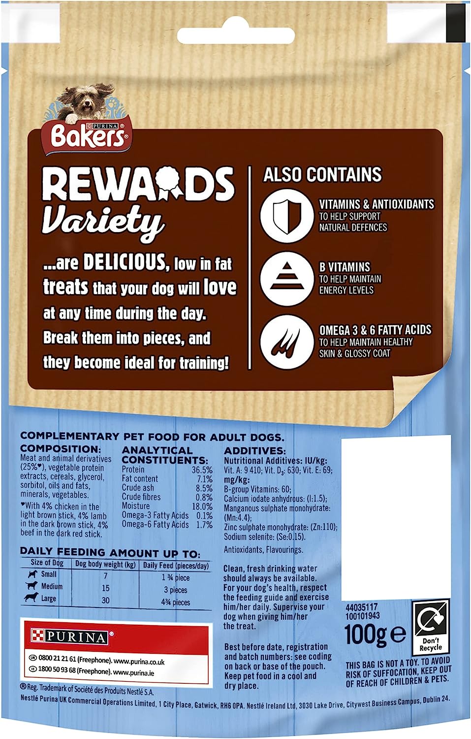 Bakers Rewards Dog Treats Mixed Variety 100 g (Case of 8)