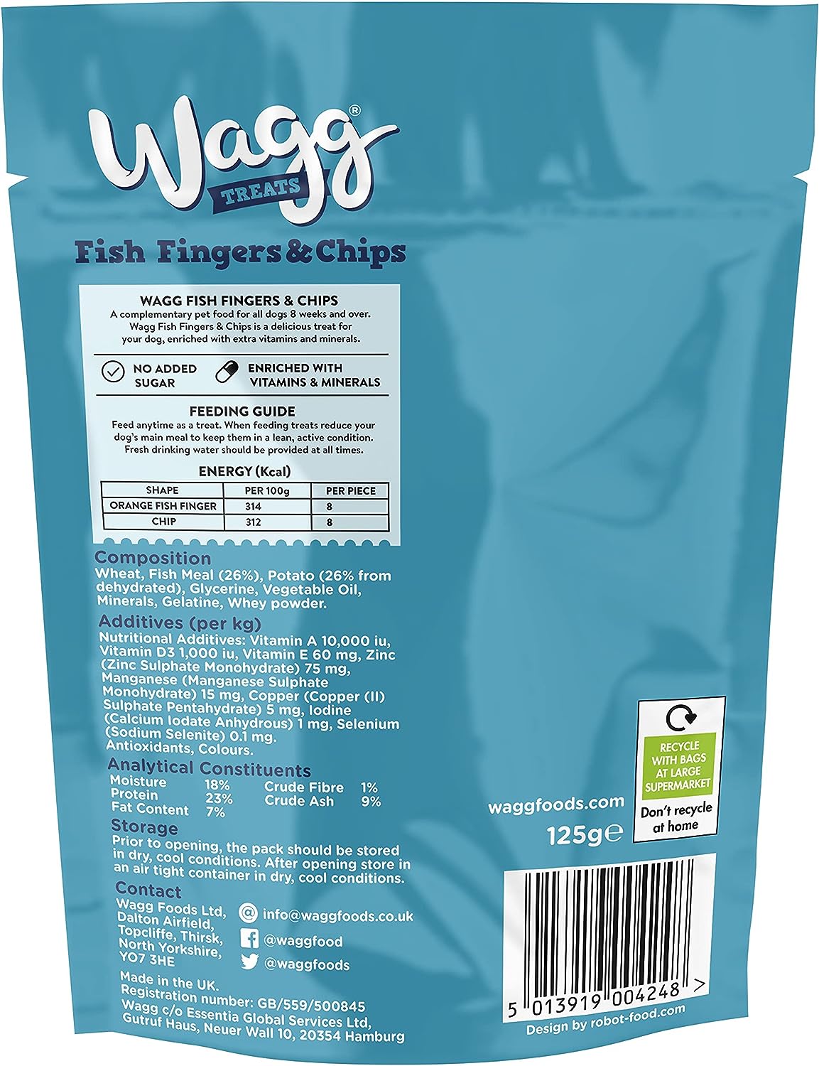 Wagg Dog Treats Fish Fingers & Chips Dog Treats 125g, pack of 7