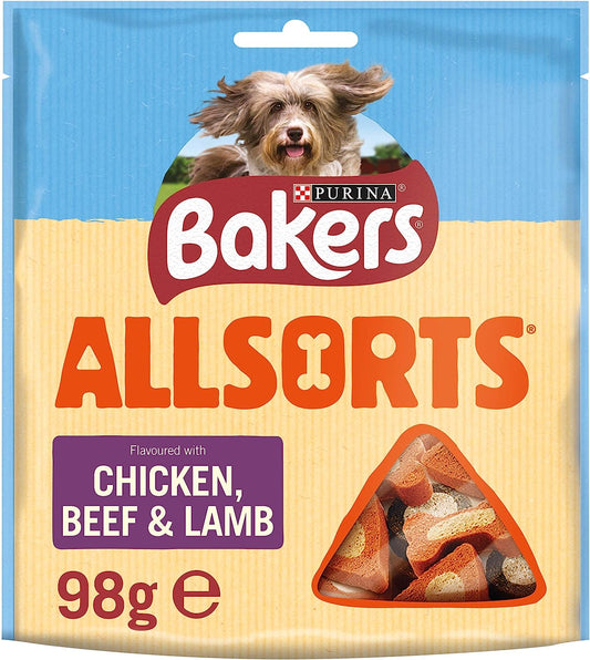 Bakers Allsorts Dog Treats Chicken and Beef 98g (Pack of 6)