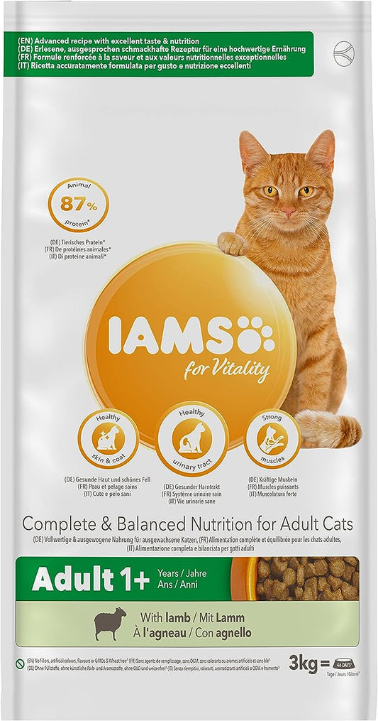 IAMS Complete Dry Cat Food for Adult 1+ Cats with Lamb 2 kg