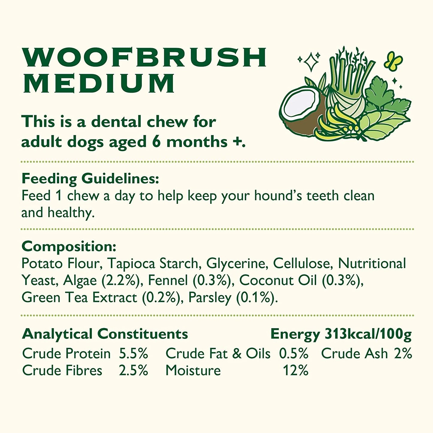 Lily's Kitchen Woofbrush Dental Chew - Natural Dental Sticks for Medium Dogs
