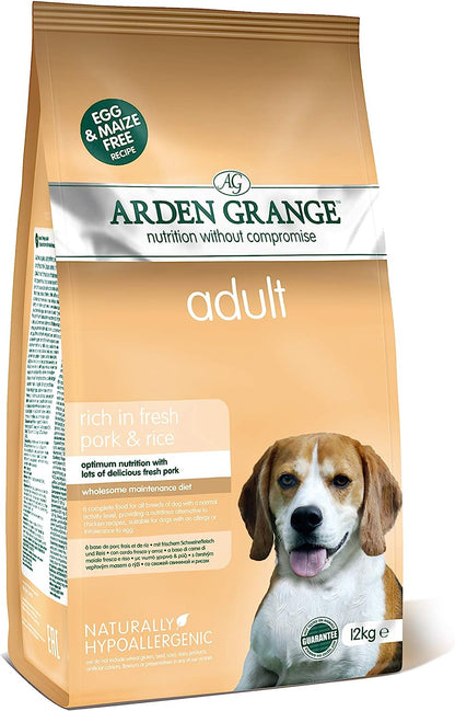 Arden Grange Adult Dry Dog Food Rich in Pork and Rice, 12 kg