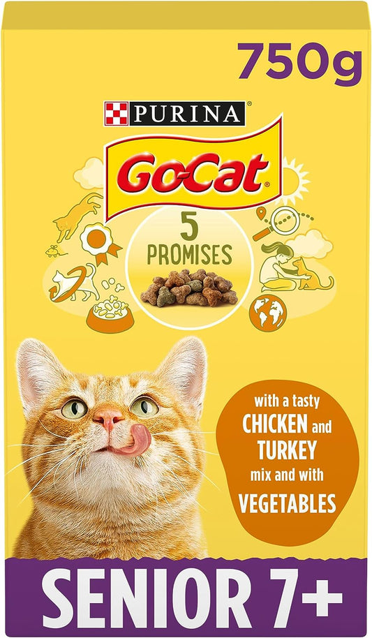 Go-Cat Senior Chicken & Veg Dry Cat Food, 750 g [ Pack Of 5 ]