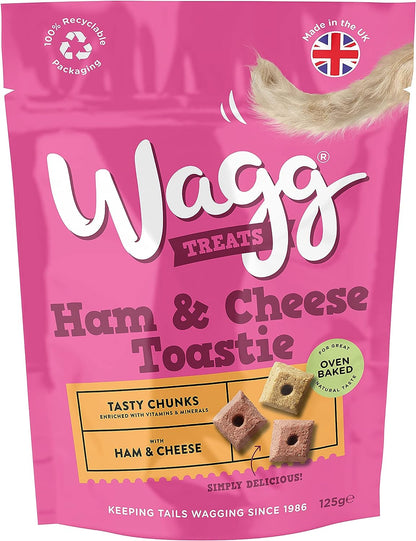 Wagg Dog Treats Ham & Cheese Toastie Dog Treats 125g, pack of 7