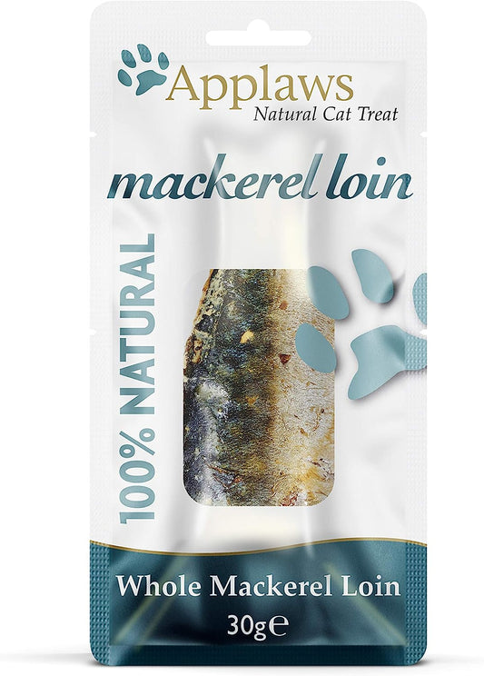 Applaws 100% Natural Cat Treats, Mackerel Loin Cat Snack, 30g Pouch