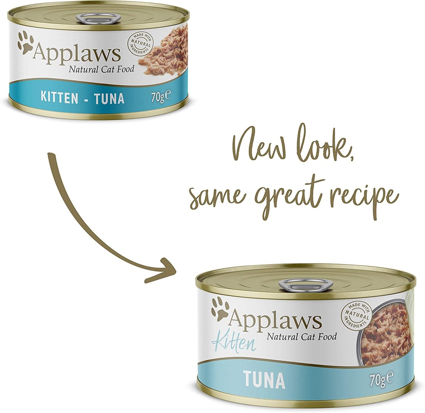 Applaws Natural Wet Kitten Food, Tuna in Jelly Tin, 70g (Pack of 24)