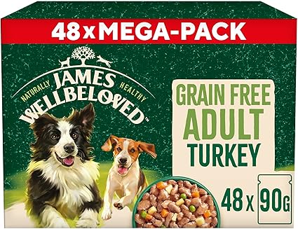 James Wellbeloved Adult Wet Dog Food Turkey & Rice Mega Pack Pouch (48 x  90g )