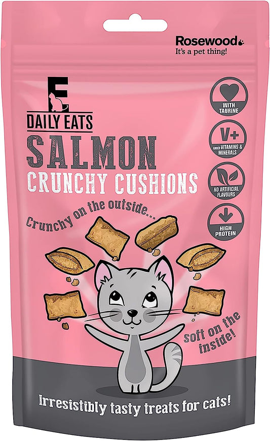 Rosewood Daily Eats Salmon Crunchy Cushions, Cat Treats, 12 x 60g Packs