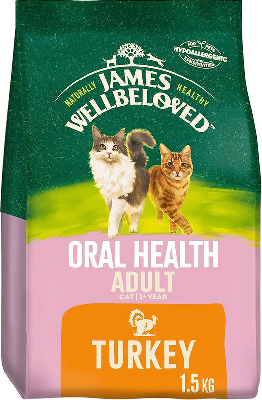 James Wellbeloved Complete Dry Oralcare Cat Food Turkey and Rice, 1.5 kg