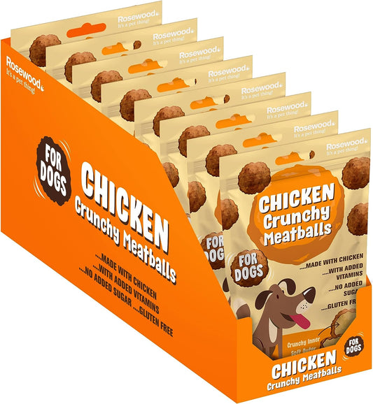 Rosewood Chicken Crunchy Meatballs, Dog Treats, 12 x 140g Pouches