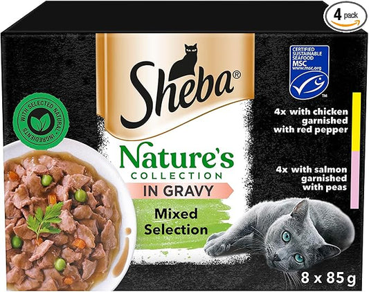 Sheba Nature’s Collection Cat Trays Mixed Selection in Gravy ( 8 x 85g ) - 4 Packs